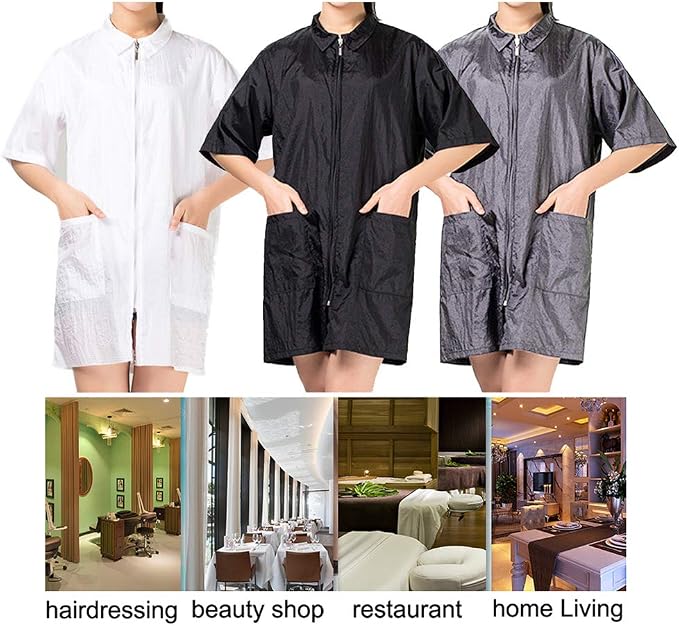 TopTie Custom Printed Nylon Salon Hairstylist Smock Barber Haircut Zipper Jacket - Image 4