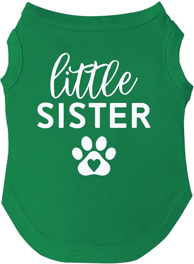 Little Sister Heart Paw Dog Tee Shirt Sizes by TeesTails