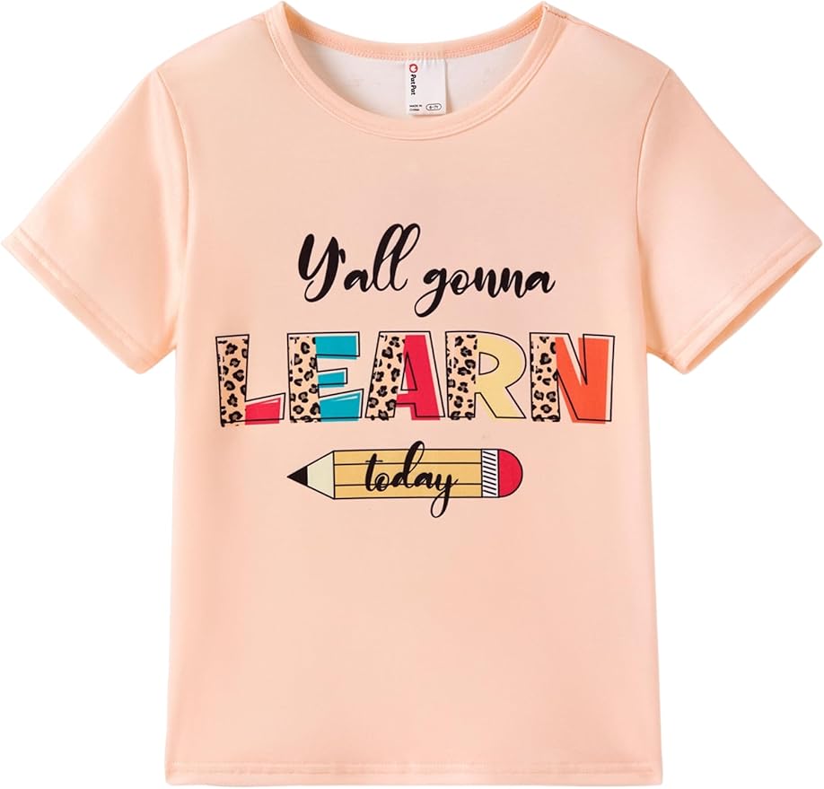 PATPAT Girls Crewneck Short Sleeve Graphic Tees Animal Print Shirts Cute Summer by PATPAT