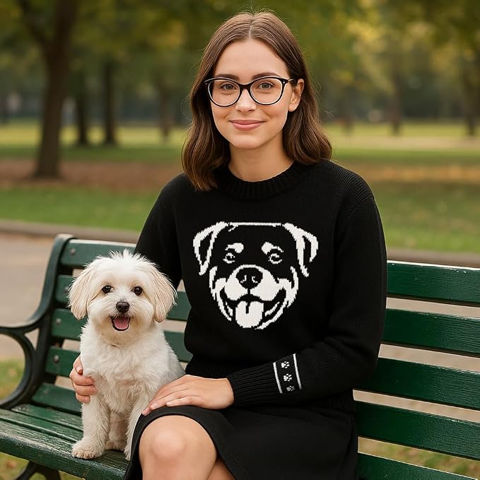 Custom Dog Knit Sweater for Women Personalized Pet Paw Print Pullover Dog Mom - Image 5