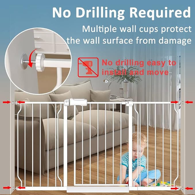 29-34 Inch Wide Baby Gate for Stairs Dog Gate Indoor Pressure Mounted No Drill - Image 4
