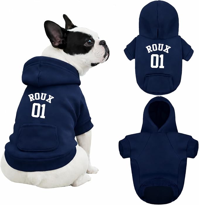 Personalized Dog Hoodie, Custom Embroidered/Printed Name Pet Hoodie, Warm by Unknown