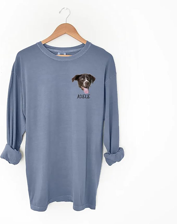 Custom Dog Photo Shirt, Cute Cat Mom Dad Gifts, Pet Lover Long Sleeve Shirts - Image 2