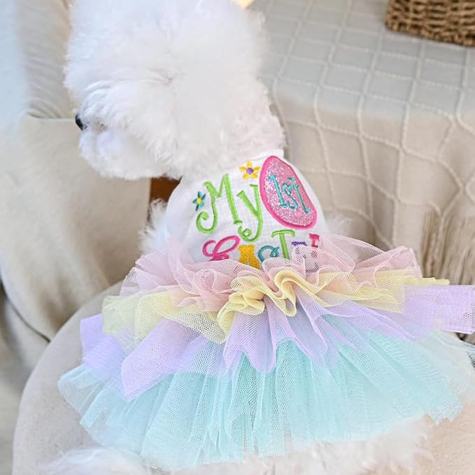 Dog Easter Outfit with My 1st Easter Embroidery Letters Holiday Puppy Dress - Image 5