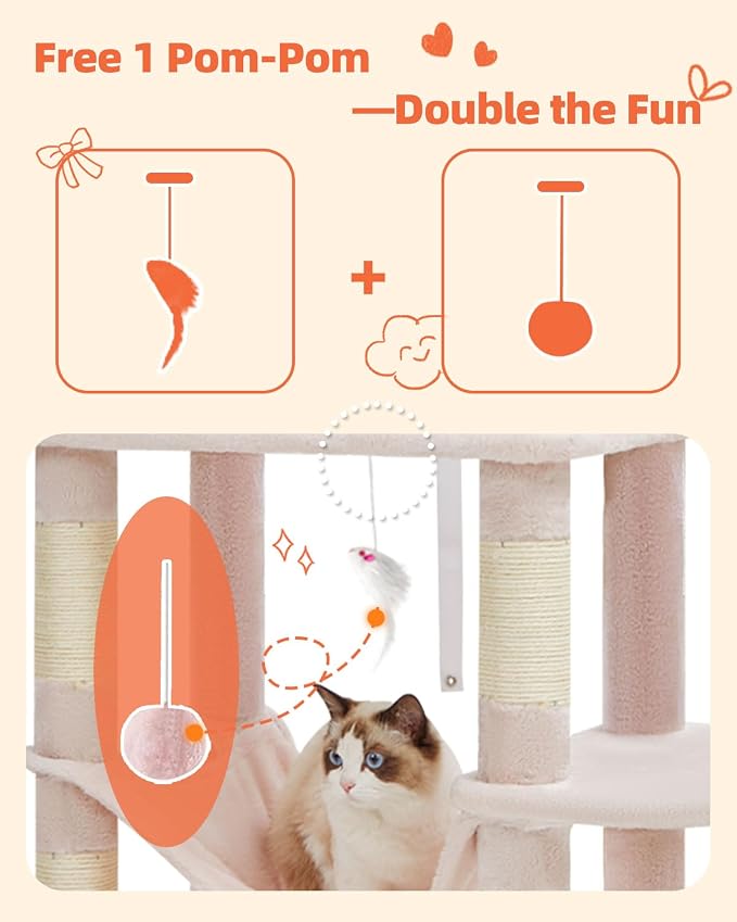 Taoqimiao Cat Tree, 66.2-Inch Cat Tower - Image 5