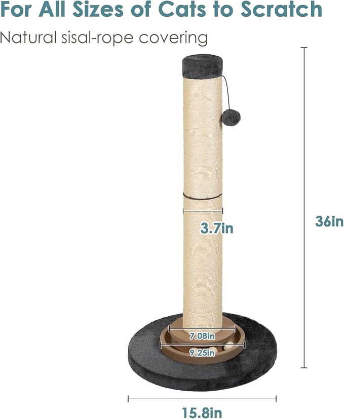 Heavy Duty Cat Scratching Post, 35 Inch Tall Cat Scratcher Cat Tree Tower - Image 2