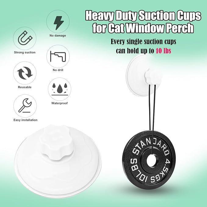 4 Pack Cat Window Perch Suction Cup, Strong Adhesive Replacement Suction Cup - Image 4