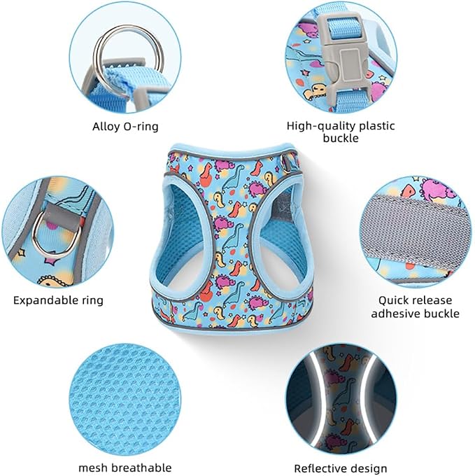 Step in Dog Harness and Leash Set, Flower Adjustable Easy Walk Puppy Harnesses - Image 4