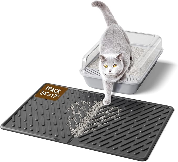 Cat Litter Mat with Grooves & Raised Edge, Urineproof/Waterproof, Litter by Kaxionage