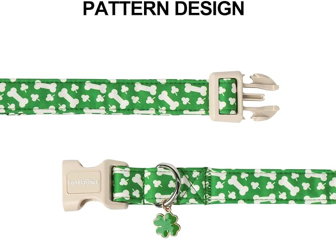 Lionet Paws St. Patrick Dog Collar- Cute Clover Bone Green Dog Collars - Image 4