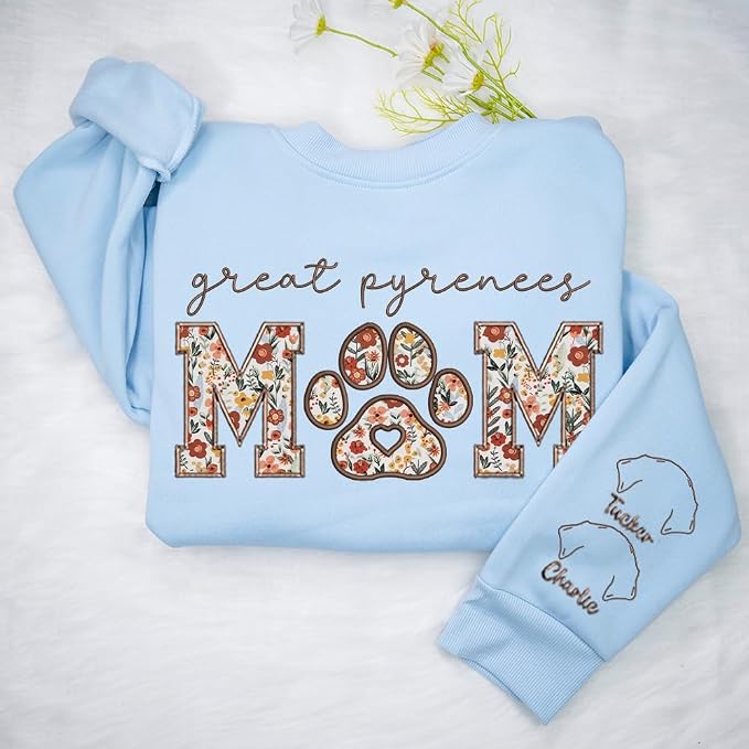 CHILLEVER Personalized Embroidered Dog Mom Sweatshirt, Dog Mama Crewneck - Image 8