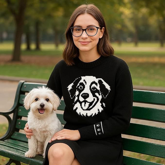 Custom Dog Knit Sweater for Women Personalized Pet Paw Print Pullover Dog Mom - Image 5
