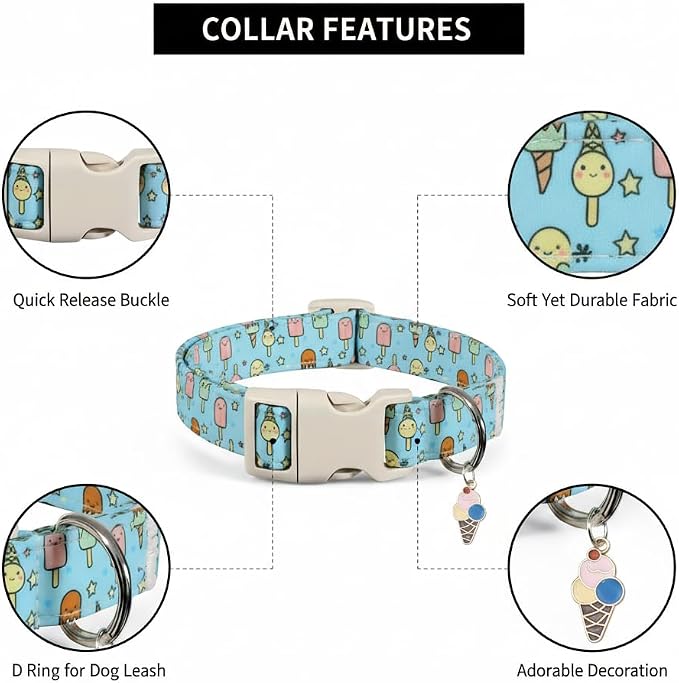 Blue Dog Collar for Large Dogs, Boy Girl Dog Collar - Image 3