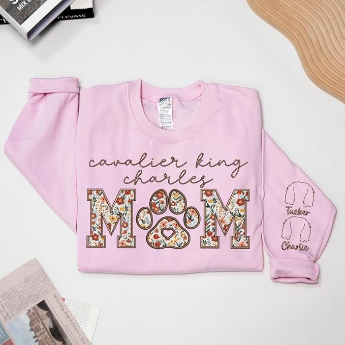 CHILLEVER Personalized Embroidered Dog Mom Sweatshirt, Dog Mama Crewneck - Image 2