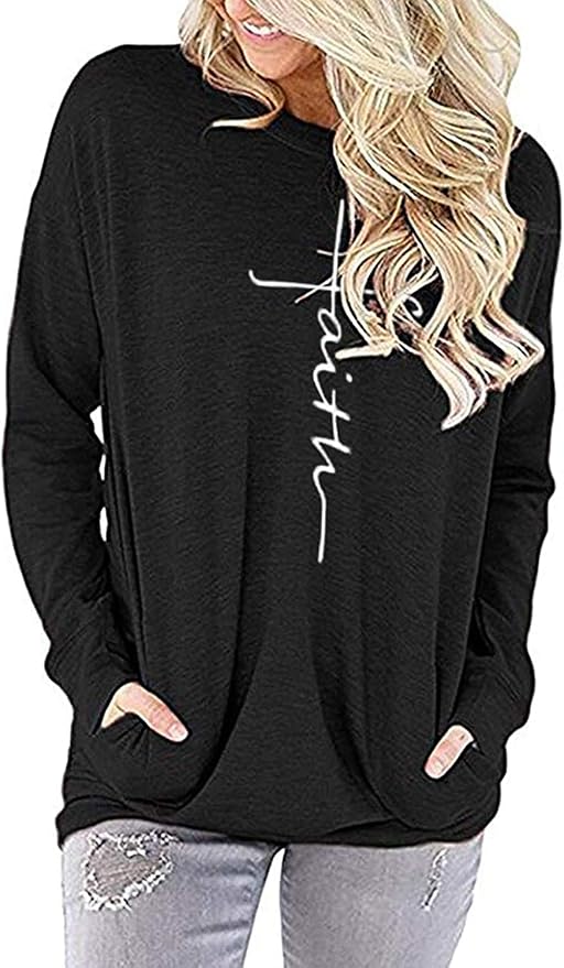 Akihoo Womens Casual Long Sleeve Tunic Tops Crew Neck Shirt Blouses - Image 2