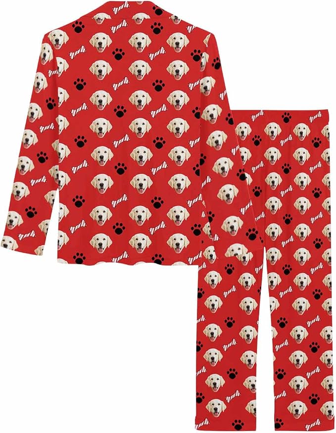MyPupSocks Custom Face Pajamas for Women Set, Personalized Photo Long Sleepwear - Image 4