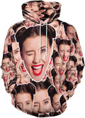 Artsadd Custom Face Unisex athletic Pockets Sweatshirt Loose Hoodie Custom by Artsadd