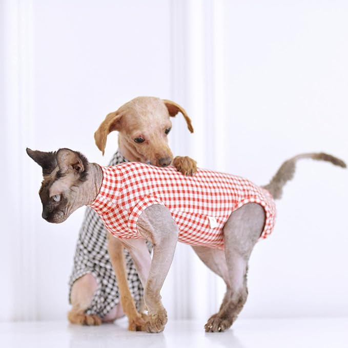 Sphynx Cat Clothes Sleeveless Bodysuit Elastic Hairless Cat Pajamas Pet Clothes - Image 3