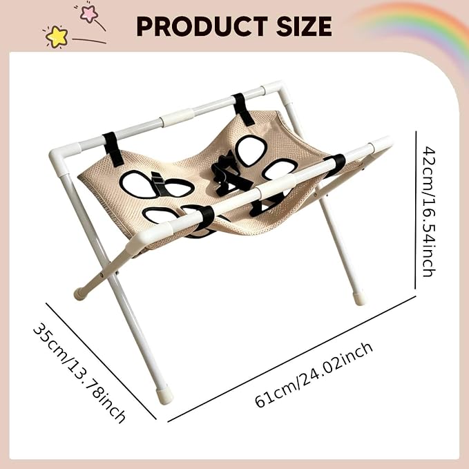 Grooming Pet Grooming Mesh Bath Stand Foldable Metal Frame with Quick Surface and Strap Suitable for pet Washing Maintenance Travel Grooming (Brown) - Image 5
