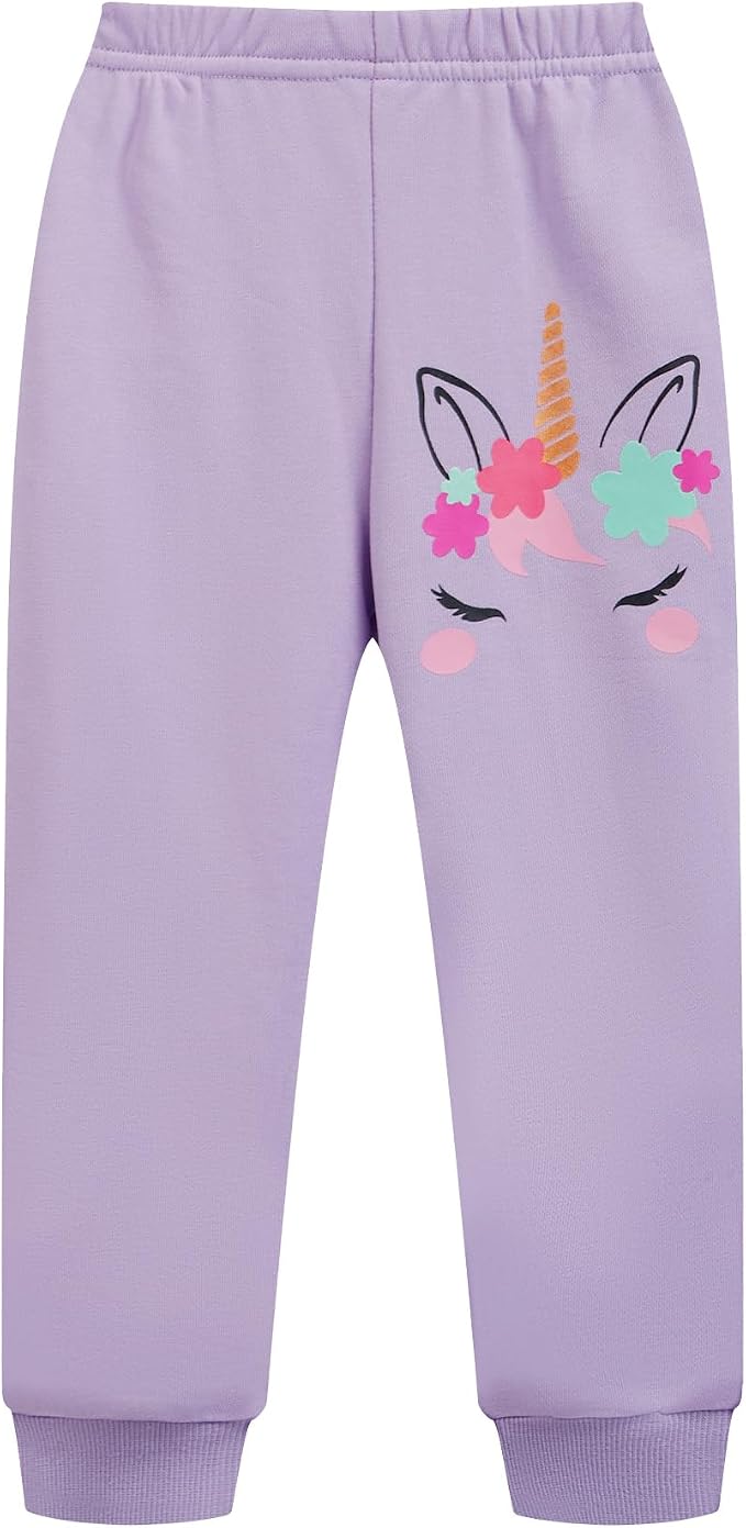 Little Girls Unicorn Outfits 2 Piece Kids Ruffle Sleeve Sweatshirt + Leggings - Image 7