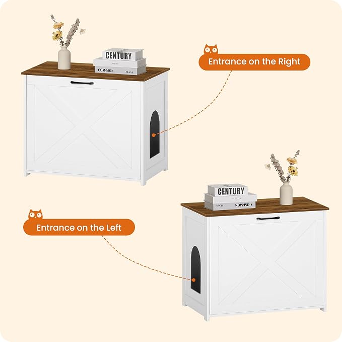Dwanton Cat Litter Box Furniture Hidden, Cat Litter Box Enclosure, Reversible - Image 5