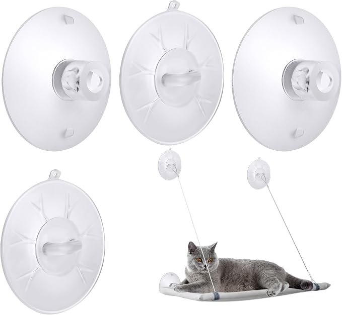 4 Pieces Cat Window Perch Suction Cup, Powerful Cat Window Bed Seat Replacement by Sankoly