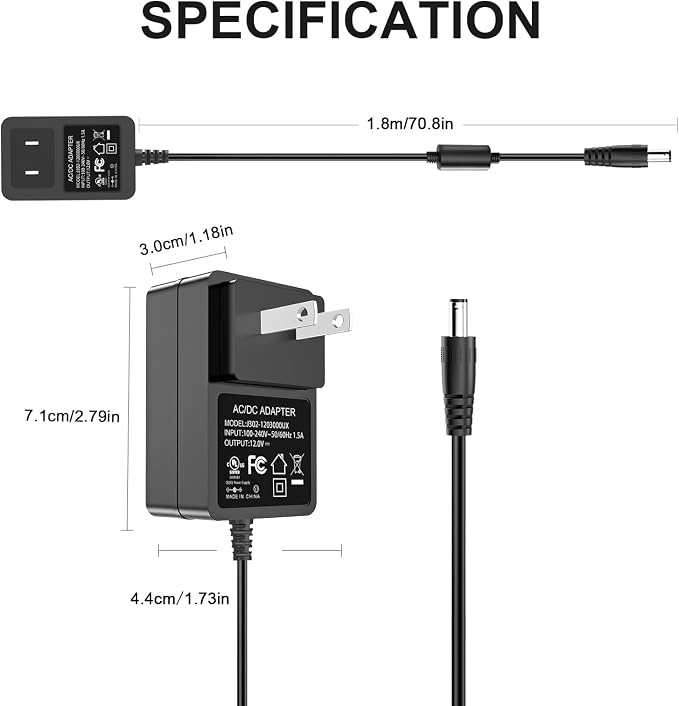 15V DC Power Supply 15Volt Power Adapter Compatible - Image 7