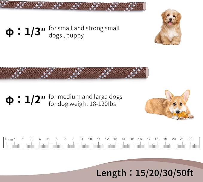 Long Dog Leash for Training 20Ft-Reflective Nylon Rope - Image 4