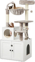 Cat Tree with Litter Box Enclosure, 2-in-1 Cat Tower by Timberer