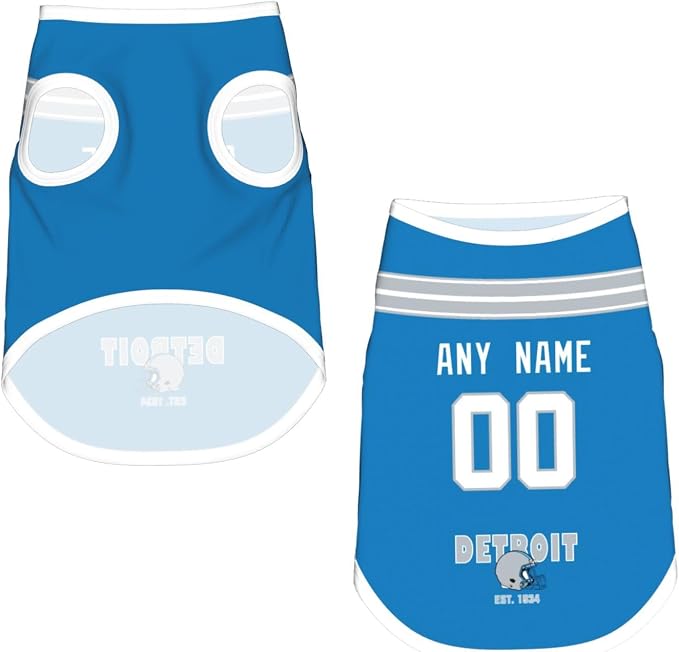 Detroit Dog Clothes Jersey Pet Jersey Customized Any Name & Number S-5XL - Image 4