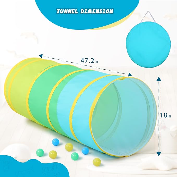PigPigPen Kids Play Tunnel for Toddlers, Pop Up Tent for Babies or Dogs - Image 7