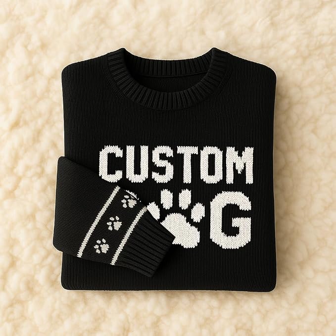 Custom Dog Knit Sweater for Women Personalized Pet Paw Print Pullover Dog Mom - Image 7