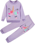 Little Girls Unicorn Outfits 2 Piece Kids Ruffle Sleeve Sweatshirt + Leggings by zarmfly