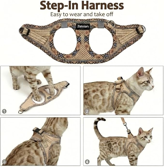 Cat Harness and Leash Set for Walking, Escape Proof Adjustable Soft Mesh Kitten - Image 6