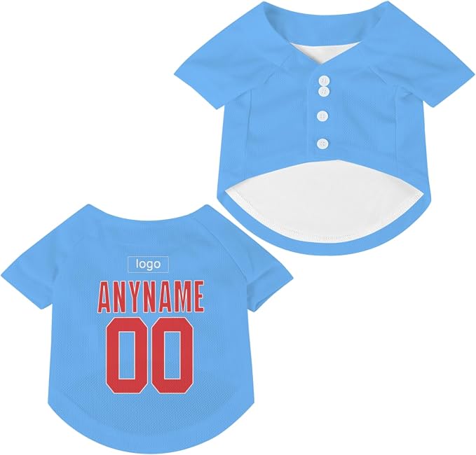 Custom Pet Dog Baseball Jersey Personalized Dog&Cat Jersey Printed Text Logo by Lonhooker