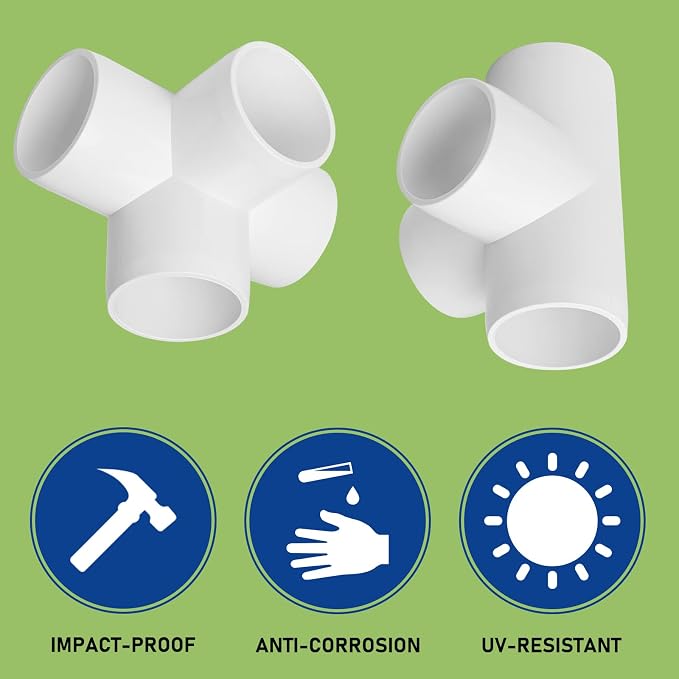6Pack PVC Fittings 1-1/2Inch 4 Way, Furniture Grade Elbow Pipe Fittings - Image 5