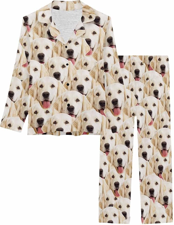 MyPupSocks Custom Face Pajamas for Women Set, Personalized Photo Long Sleepwear - Image 3