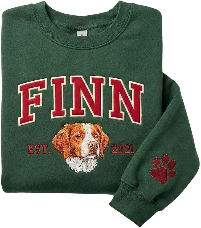 NAZENTI Embroidered Dog Sweatshirt Personalized Pet Photo Hoodie Custom Pet by Nazenti