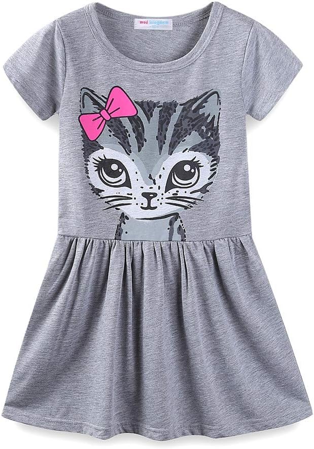 Mud Kingdom Little Girls Dresses Cotton Summer Holiday Cute Cat Dress Short by MudKingdom