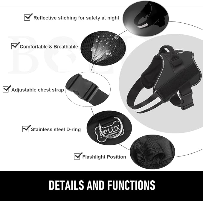 Bolux Dog Harness, No-Pull Reflective Dog Vest, Breathable Adjustable Pet - Image 2