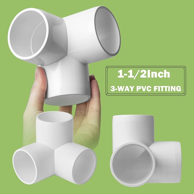 6Pack PVC Fittings 1-1/2Inch 3 Way, Furniture Grade Elbow Pipe Fittings - Image 4