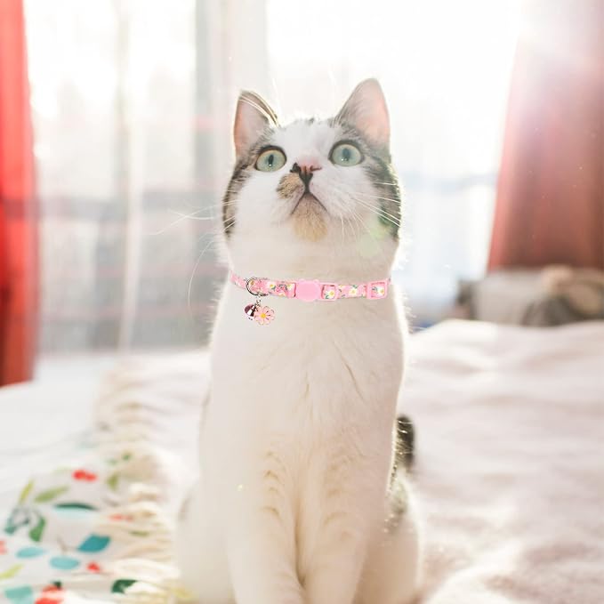 Breakaway Cat Collars with Bell & Cute Pendants, 3 Pack Safety Buckle Kitten - Image 6