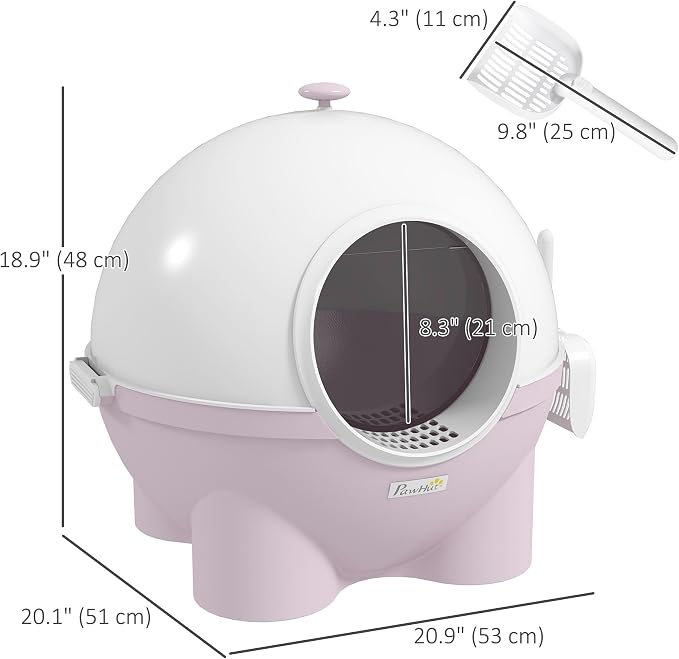 PawHut Hooded Cat Litter Box, Large Kitty Litter Pan - Image 7