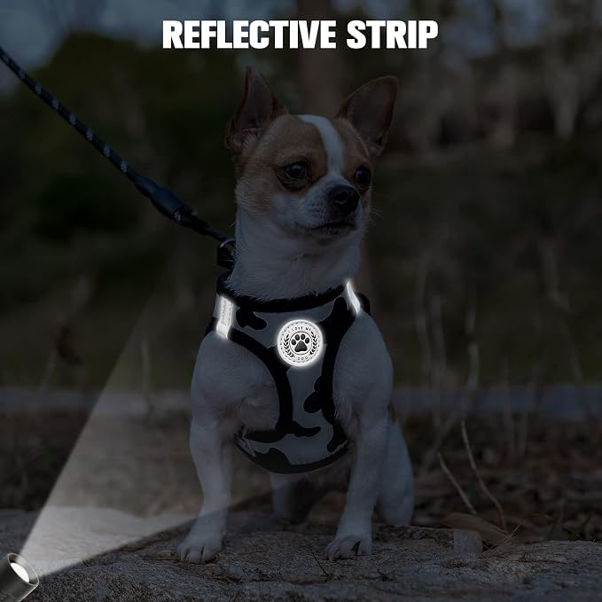 BEAUTYZOO Small Dog Harness and Leash Set, Cow Print Step in Dog Harness No - Image 6