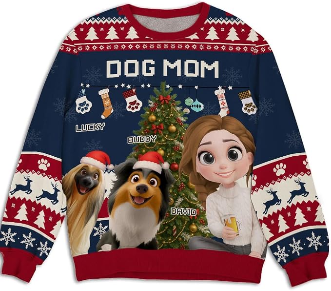 Wrappiness A Girl And Her Dog Christmas Sweatshirt by Wrappiness