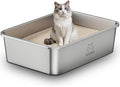 Jumbo Stainless Steel Cat Litter Box, 27.5"×19.6"×7.8", XXL Metal Litter Pan by Unknown