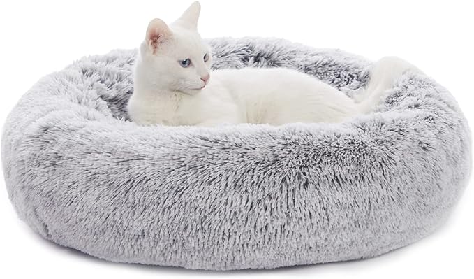 Bedfolks Calming Donut Dog Bed for Small Dogs & Cats, 23 Inches Round, Machine by Bedfolks