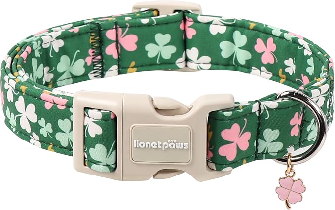 Lionet Paws St. Patrick Dog Collar- Cute Clover Green Dog Collars by lionetpaws