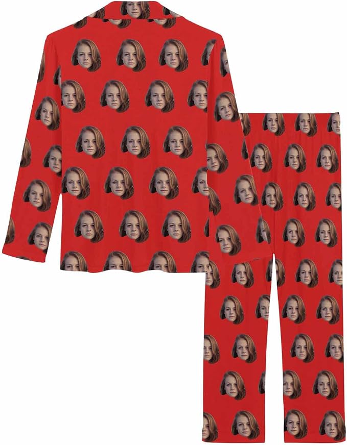 MyPupSocks Custom Face Pajamas for Women Set, Personalized Photo Long Sleepwear - Image 4