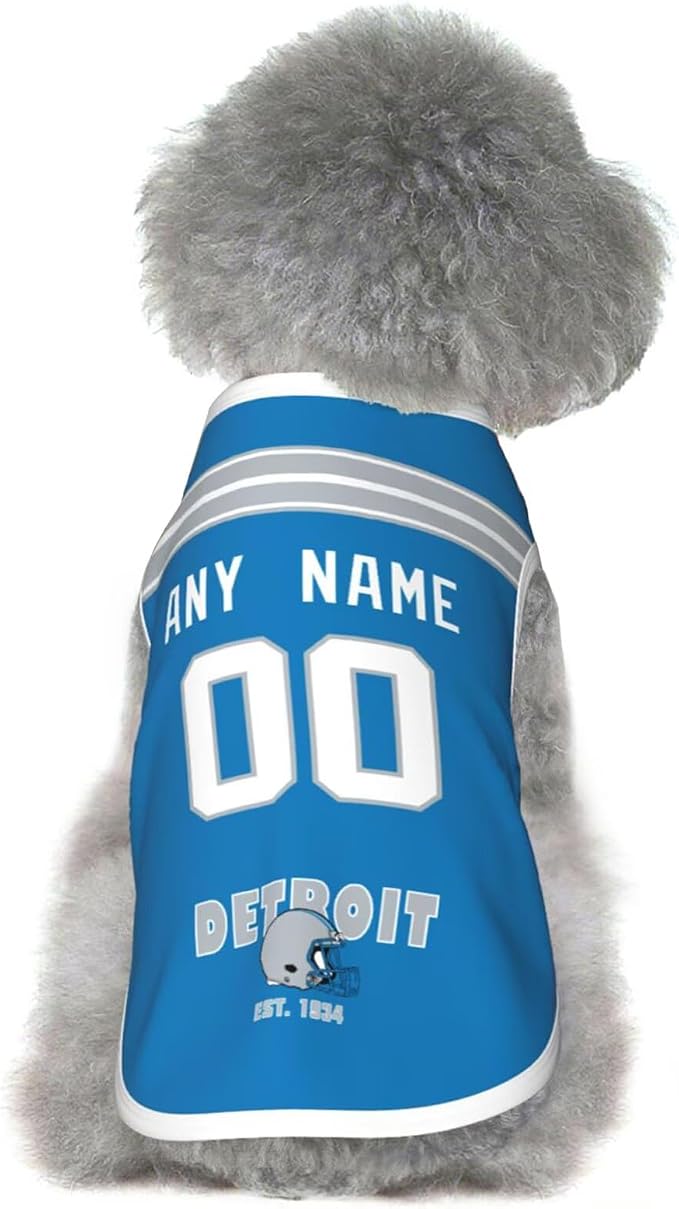 Detroit Dog Clothes Jersey Pet Jersey Customized Any Name & Number S-5XL by Tiffur